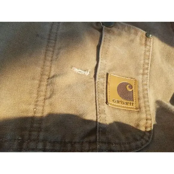 Vintage carhartt overalls 48x34 Distressed Brown Union Made In USA Discolored